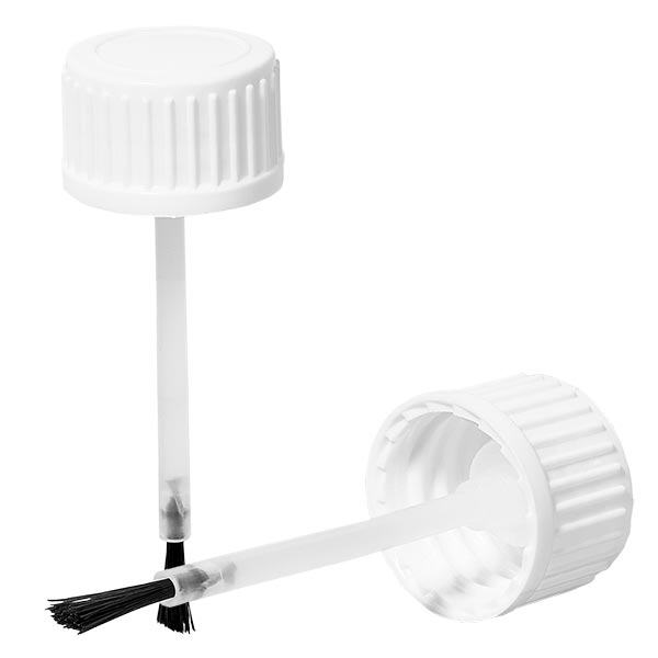 Schraubverschluss + Pinsel für 20ml Flasche weiß 18mm Schraubverschluss + Pinsel für 20ml Flasche weiß 18mm