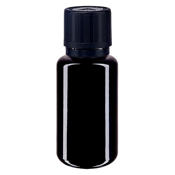 Apothekenflasche violett 20ml Tropfer Giessring 1mm schwarz Kindersicherung Blindenwarnsymbol Originalitätsverschluss