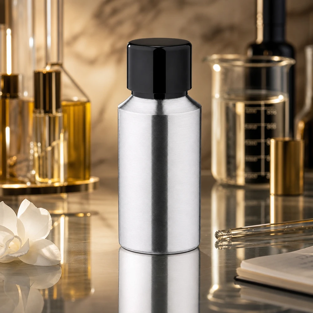 30ml Aluminiumflasche geschliffen wiederbefüllbar für nachhaltige Kosmetikaufbewahrung