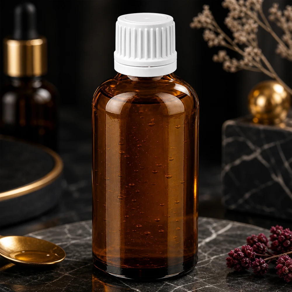 Robuste 50ml Medikamentenflasche mit weissem UT18 Verschluss für sichere Aufbewahrung