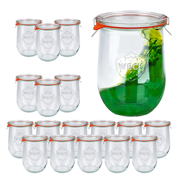 18er Set Weck Gläser 1062ml Tulpengläser, 1L Sturzgläser mit 18er Set Weck Gläser 1062ml Tulpengläser, 1L Sturzgläser mit