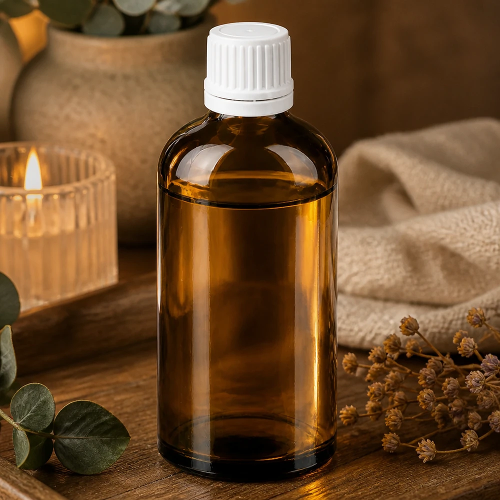 Elegante Apothekerflasche 100ml in Bernstein-Optik für professionelle Produktlagerung
