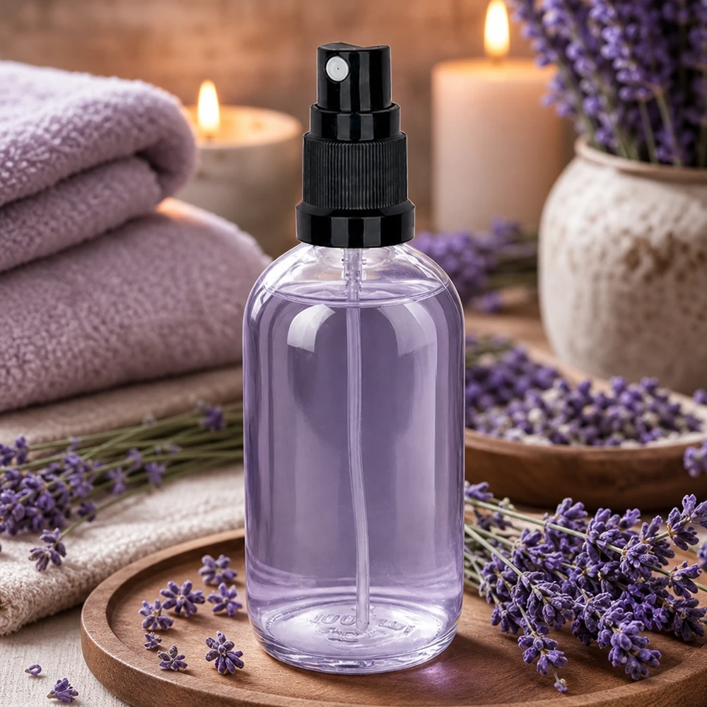 100ml Sprayflasche schwarz Standardverschluss ClearLine UT18/100 Wiederbefüllbare 100ml ClearLine Flasche mit schwarzem Zerstäuber ideal für Naturkosmetik