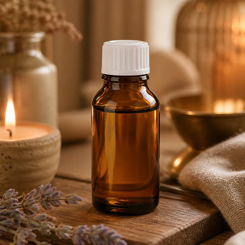 Apothekenflasche braun 30ml Schraubverschluss weiß Standard Kompakte Braunglasflasche 30ml Standard für ätherische Öle in Wellnessumgebung