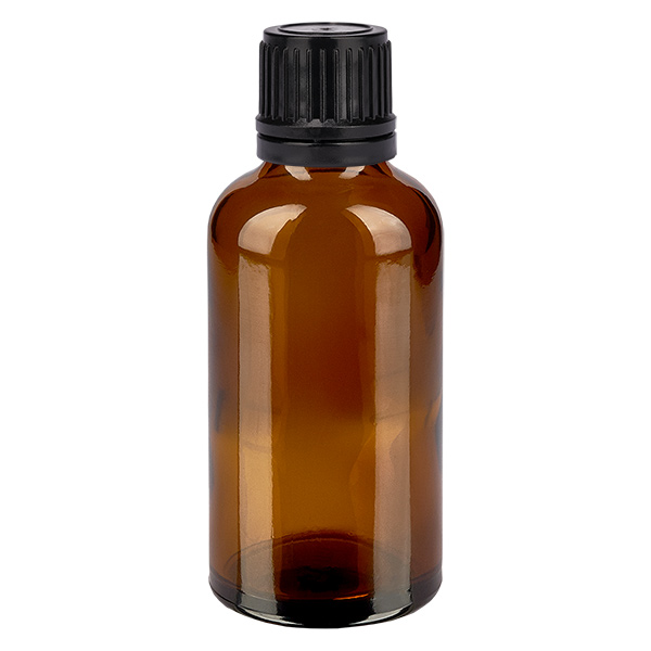 50ml Globuliflasche 3mm Giessring schwarz Originalitätsverschluss BrownL. UT18/50
