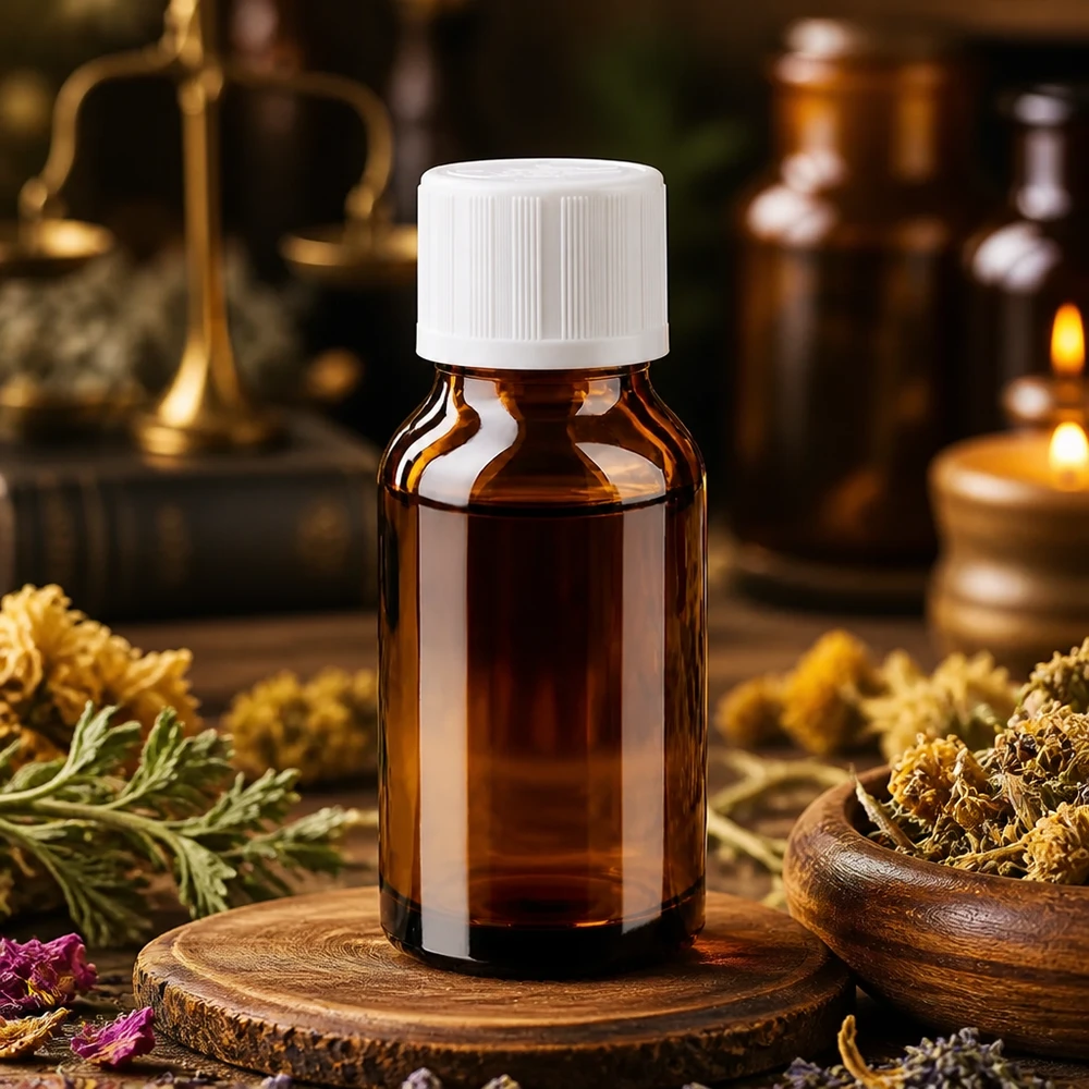 Lichtschutzflasche 15ml aus Braunglas mit weißem Kindersicherheitsdeckel für Naturheilkunde
