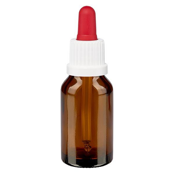 Apothekenflasche braun 30ml Pipette weiß/rot Originalitätsverschluss Apothekenflasche braun 30ml Pipette weiß/rot Originalitätsverschluss