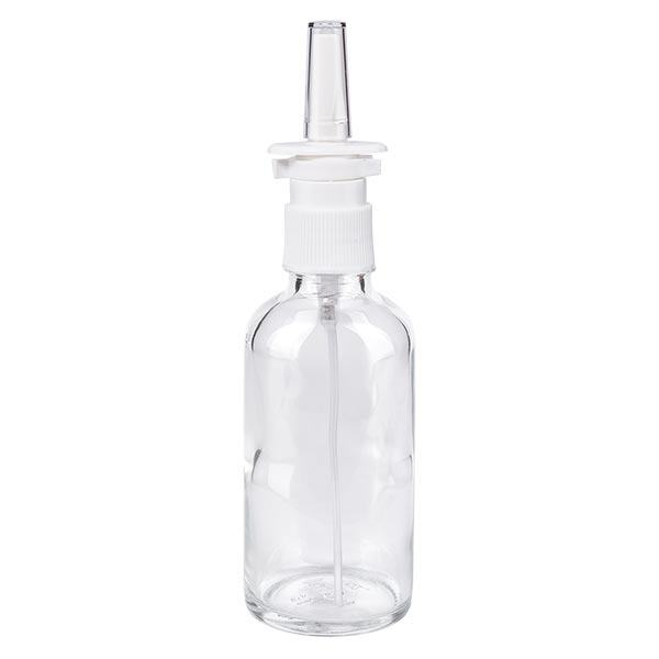 Apothekenflasche klar 50ml Nasenzerstäuber weiß Standard