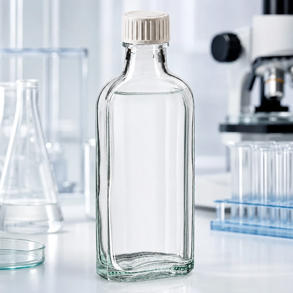100 ml Meplat klar Schraubverschluss mit PE-Schaumeinlage Kleine Laborflasche Meplat Form klar mit auslaufsicherem PE-Verschluss 100ml