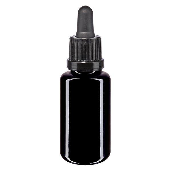 Apothekenflasche violett 20ml Pipette schwarz Originalitätsverschluss Apothekenflasche violett 20ml Pipette schwarz Originalitätsverschluss