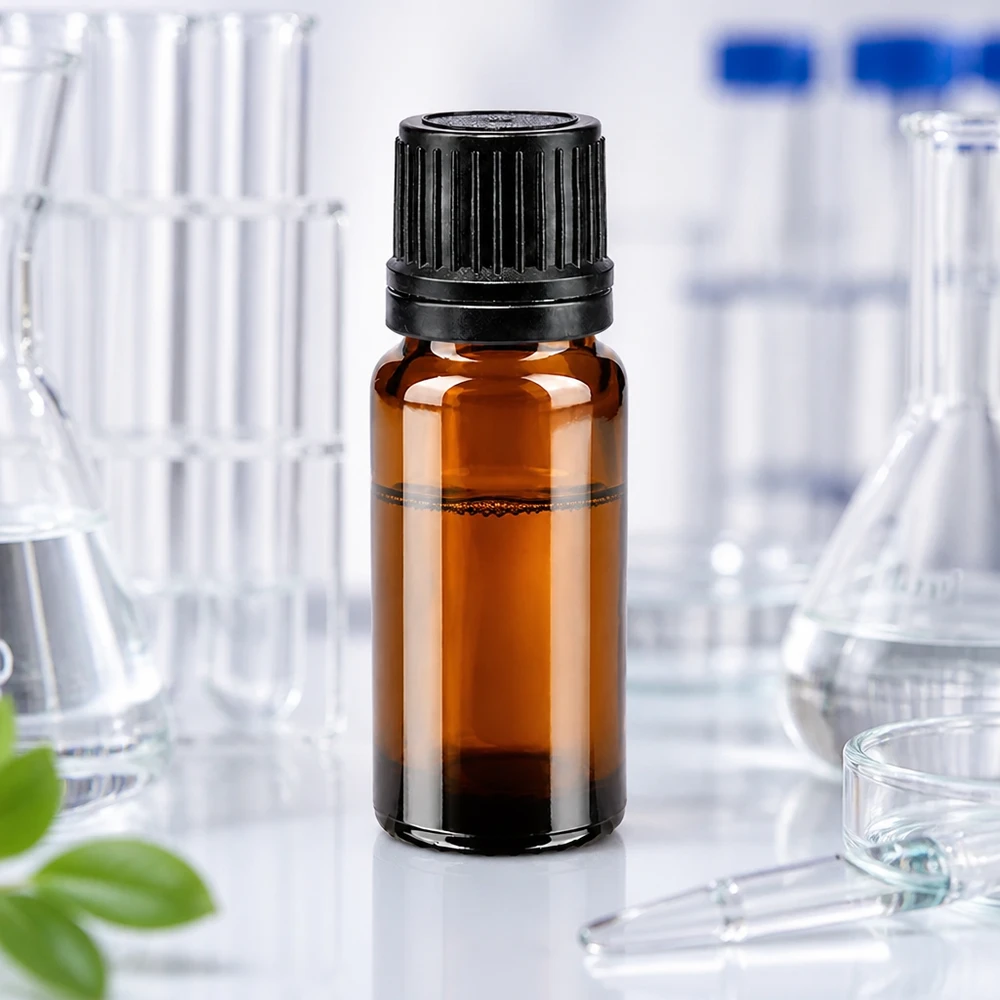Apothekenflasche braun 10ml Tropfverschluss Giessring 1mm schwarz Originalitätsverschluss Kompakte Braunglas-Tropfflasche 10ml mit präzisem 1mm Einsatz für Dosiergenauigkeit