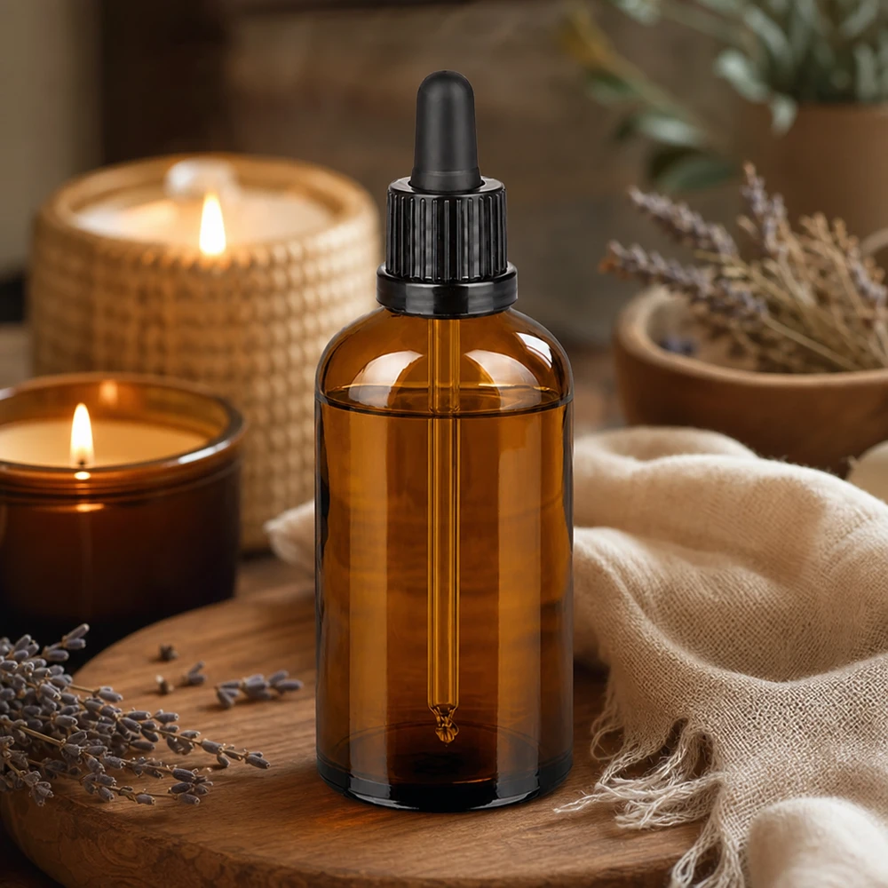 100ml Pipettenflasche schwarz Originalitätsverschluss BrownLine UT18/100 BrownLine Pipettenflasche 100ml mit schwarzem Gummitropfer für Naturkosmetik