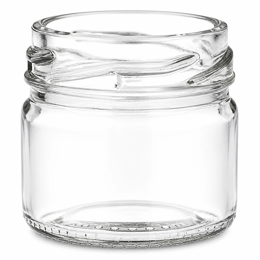 UNiTWIST Runda33 - Rundglas Inhalt 33ml TO43 Kompaktes Vorratsglas UNiTWIST Runda33 mit 33ml Fassungsvermögen und breiter Öffnung