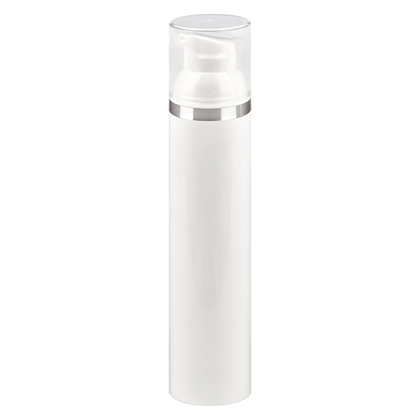 100ml Airless Dispenser weiß mit Silberprägung 100ml Airless Dispenser weiß mit Silberprägung