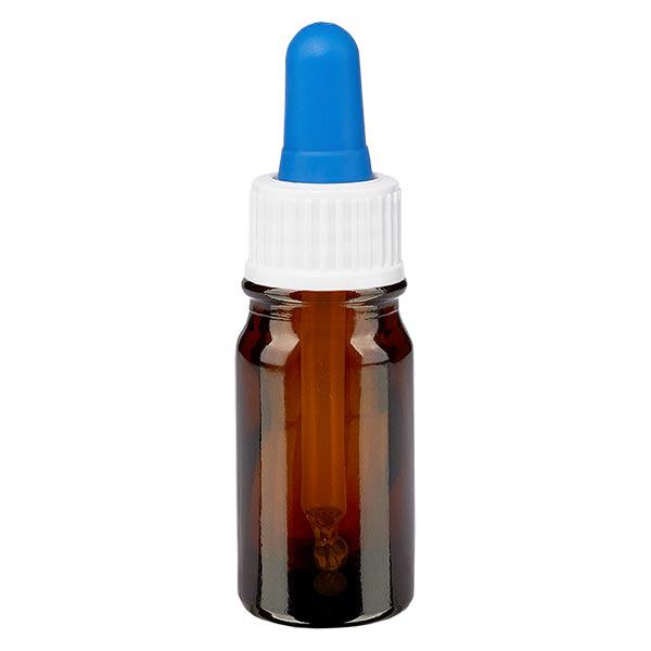 Apothekenflasche braun 5ml Pipette weiß/blau Standard Apothekenflasche braun 5ml Pipette weiß/blau Standard