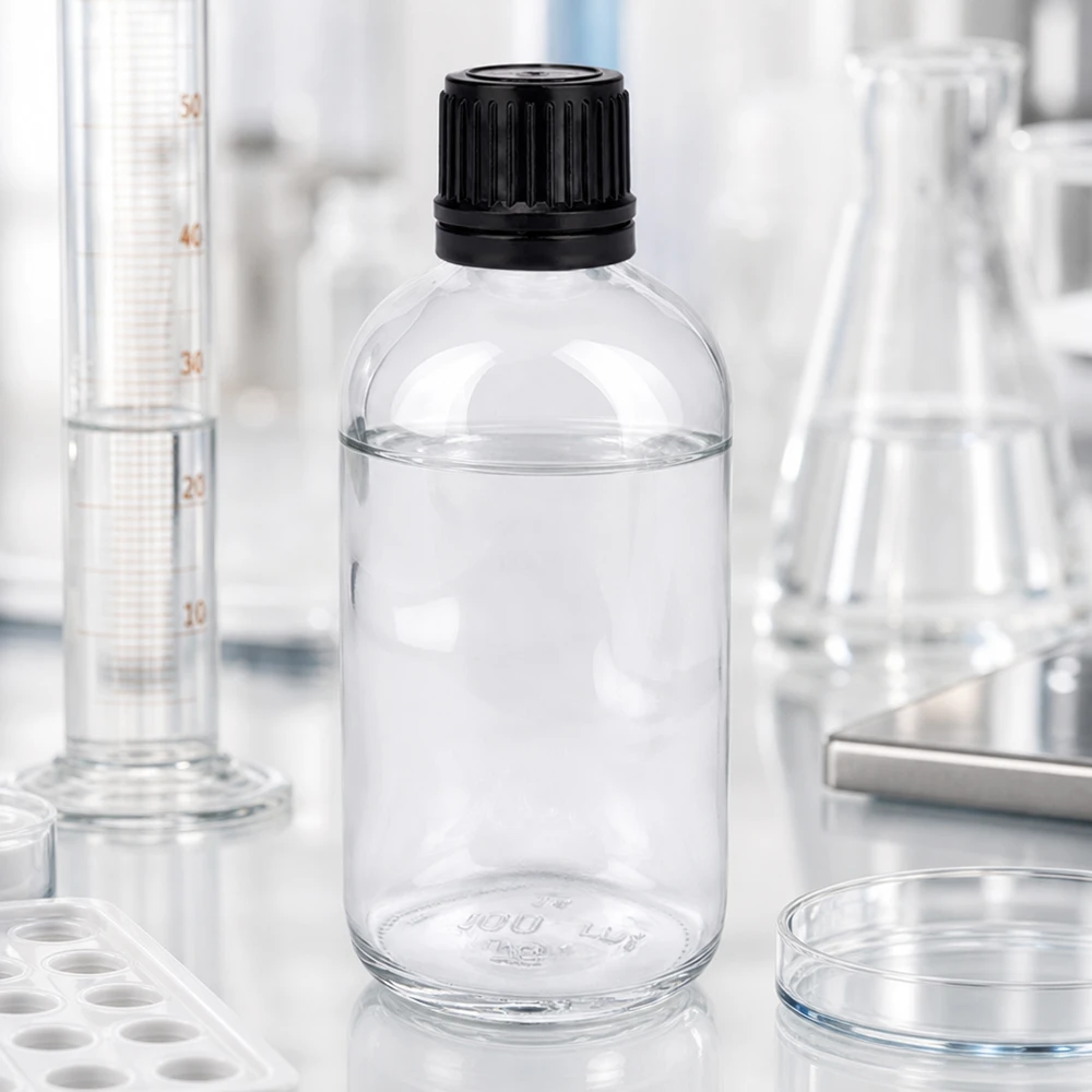 100ml Globuliflasche 8mm Giessring schwarz Standardverschluss ClearLine UT18/1 Kompakte 100ml Glasflasche UT18 Standard für pharmazeutische Abfüllung und Lagerung