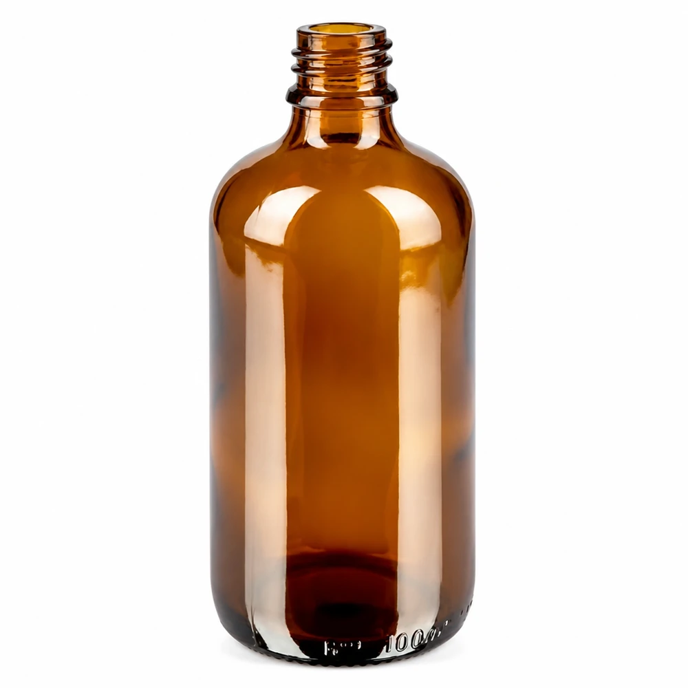 Bernsteinfarbene 100ml Tropfflasche mit UV-Schutz und schwarzem Verschluss für lichtempfindliche Stoffe