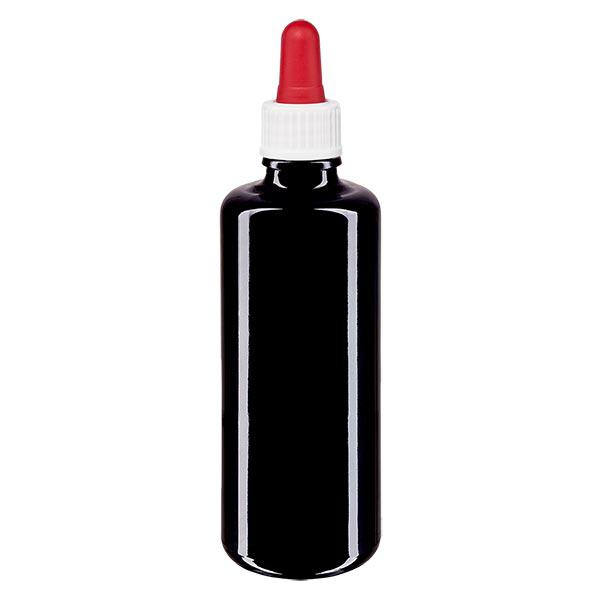 Apothekenflasche violett 50ml Pipette weiß/rot Standard Apothekenflasche violett 50ml Pipette weiß/rot Standard