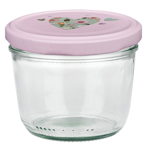 230ml Sturzglas + BasicSeal Deckel Herz rosa UNiTWIST