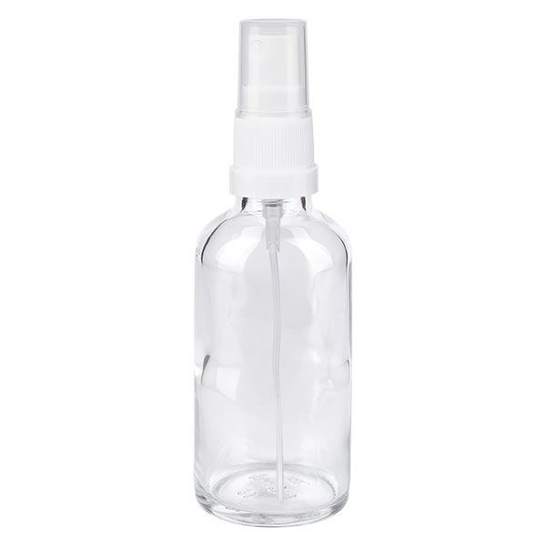 Apothekenflasche klar 50ml Sprayaufsatz weiß
