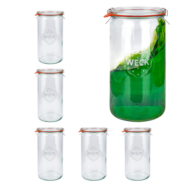 6er Set Weck Gläser 1590ml Zylindergläser, 1,5L Sturzgläser