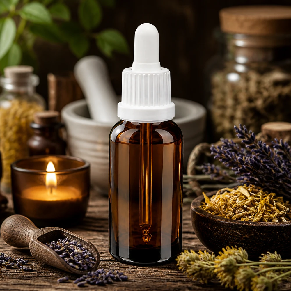 Handliche 20ml Glasflasche mit Pipette - optimale Portionsgröße für tägliche Anwendung von Extrakten