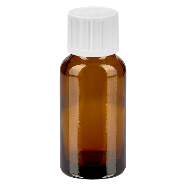20ml Flasche 11mm Schraubverschluss weiß Standard Kindersicherung BrownLine UT18/20