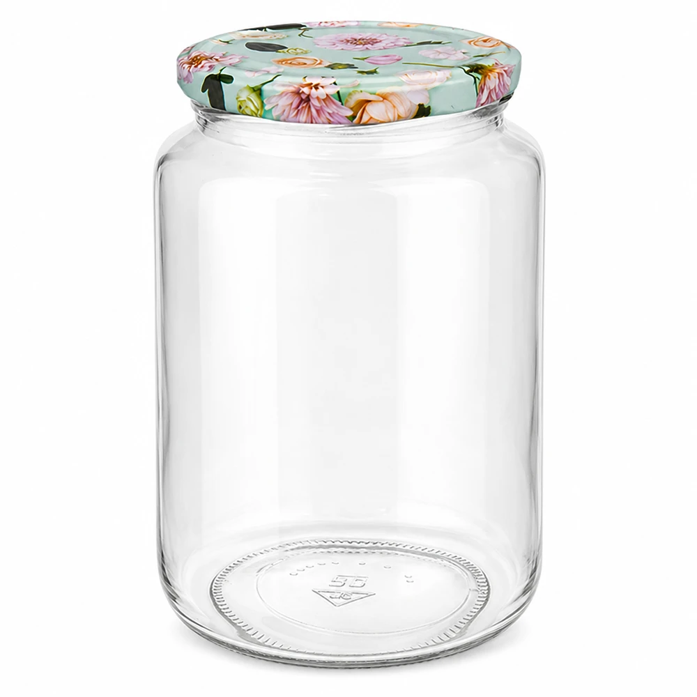 795ml Rundglas + BasicSeal Deckel Blume mint UNiTWIST Rundglas 795ml mit Blumen-Deckel mint für Einmachen und Aufbewahrung, leeres Glasgefäß mit dekorativem Verschluss