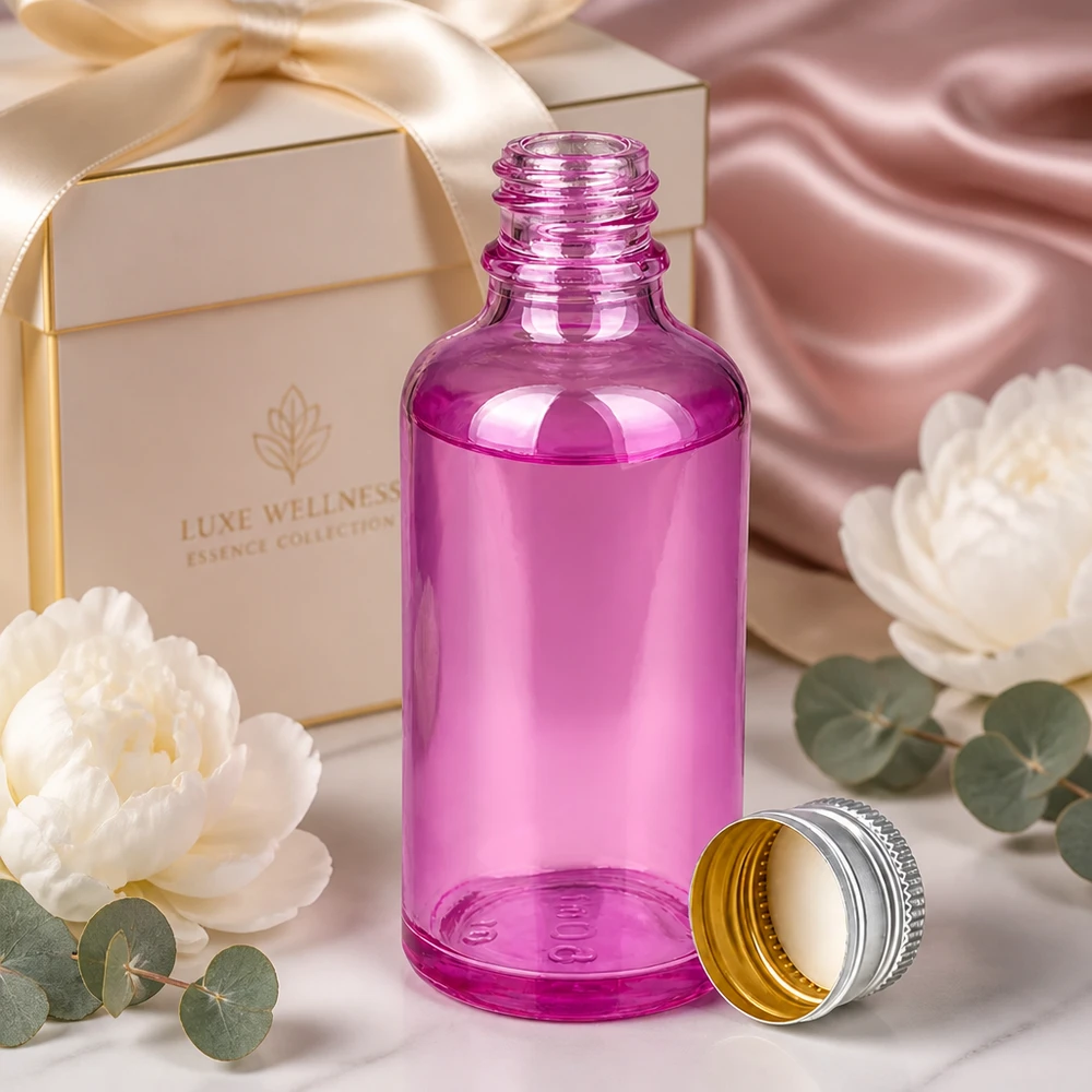 50ml Flasche 11mm Schraubverschluss Alu-Silberer Standard PurpleLine.UT18/50 Stilvolle lila Flasche 50ml mit silbernem Deckel für exklusive Beauty-Geschenksets
