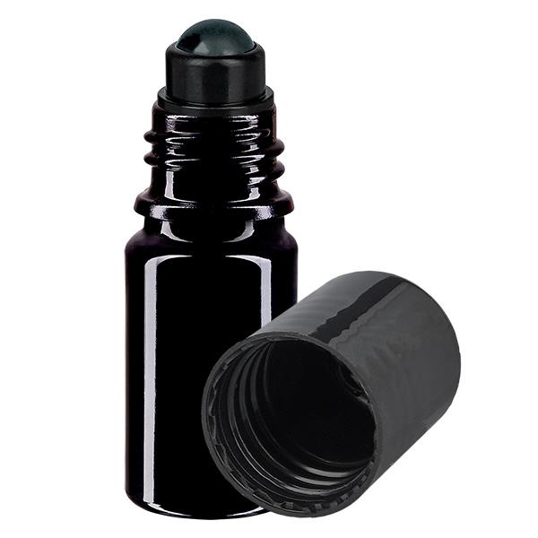 Apothekenflasche violett 5ml Roll-On Verschluss schwarz