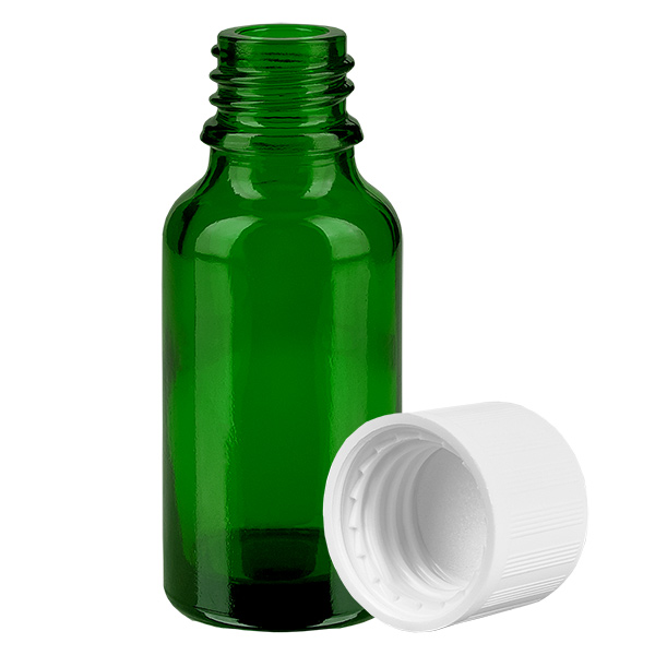 20ml Flasche 11mm Schraubverschluss weiß Standard Kindersicherung GreenLine UT18/20 20ml Flasche 11mm Schraubverschluss weiß Standard Kindersicherung GreenLine UT18/20