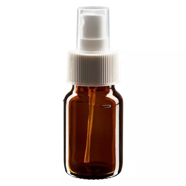 30ml Medizinflasche braun, Pumpzerstäuber weiß ApoGlas