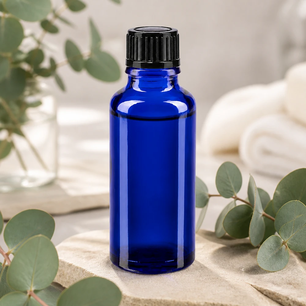 Blaue Tropfflasche 30ml aus UV-Schutzglas ideal für Öle Tinkturen und Essenzen