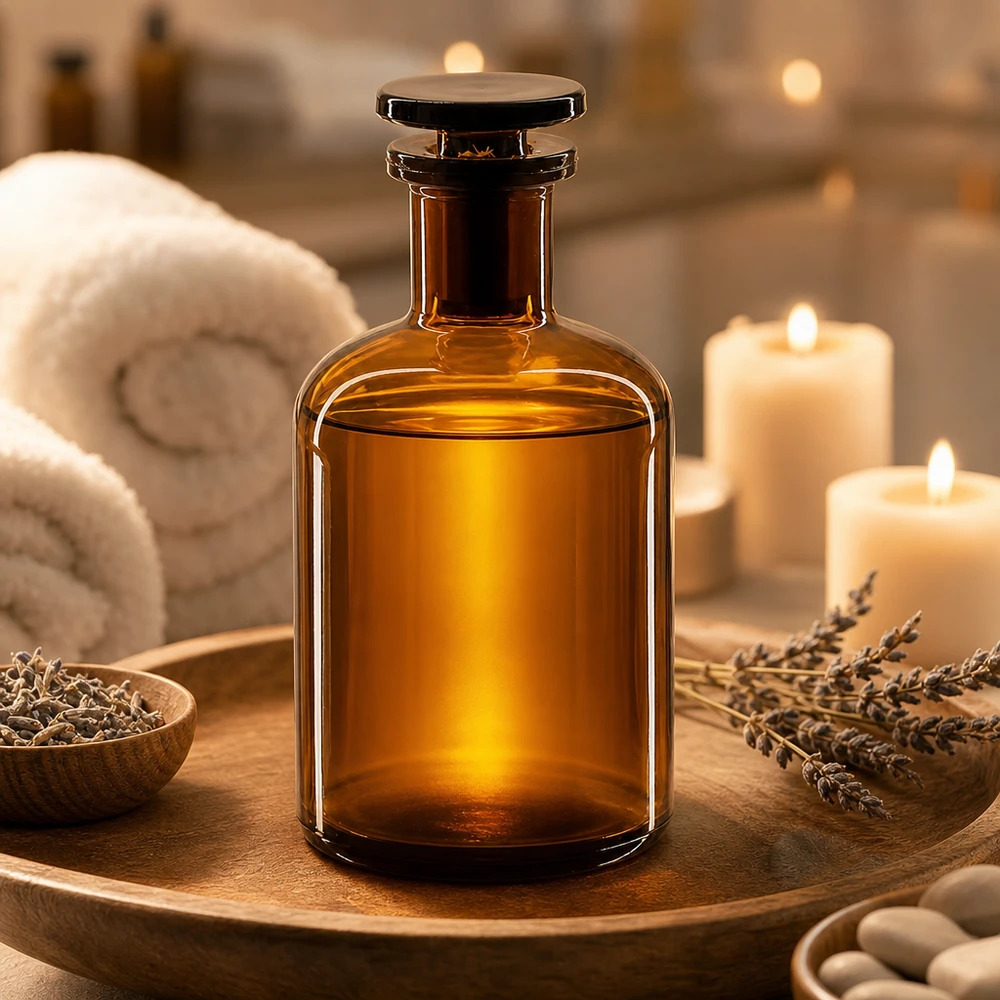 Zylindrische Braunglasflasche 100ml Enghals Glasstopfen für Naturkosmetik