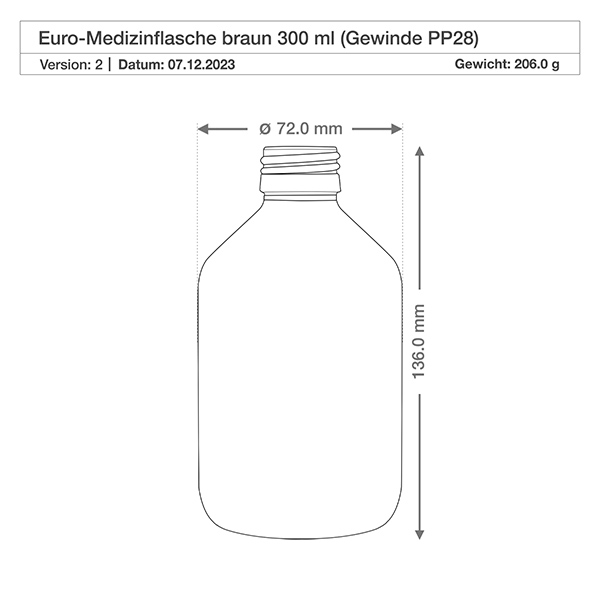 300ml Medizinflasche braun, mit Klappverschluss ApoGlas 300ml Medizinflasche braun, mit Klappverschluss ApoGlas