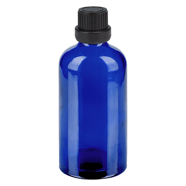 100ml Flasche 11mm Schraubverschluss schwarz Originalitätsverschluss BlueLine UT18/100