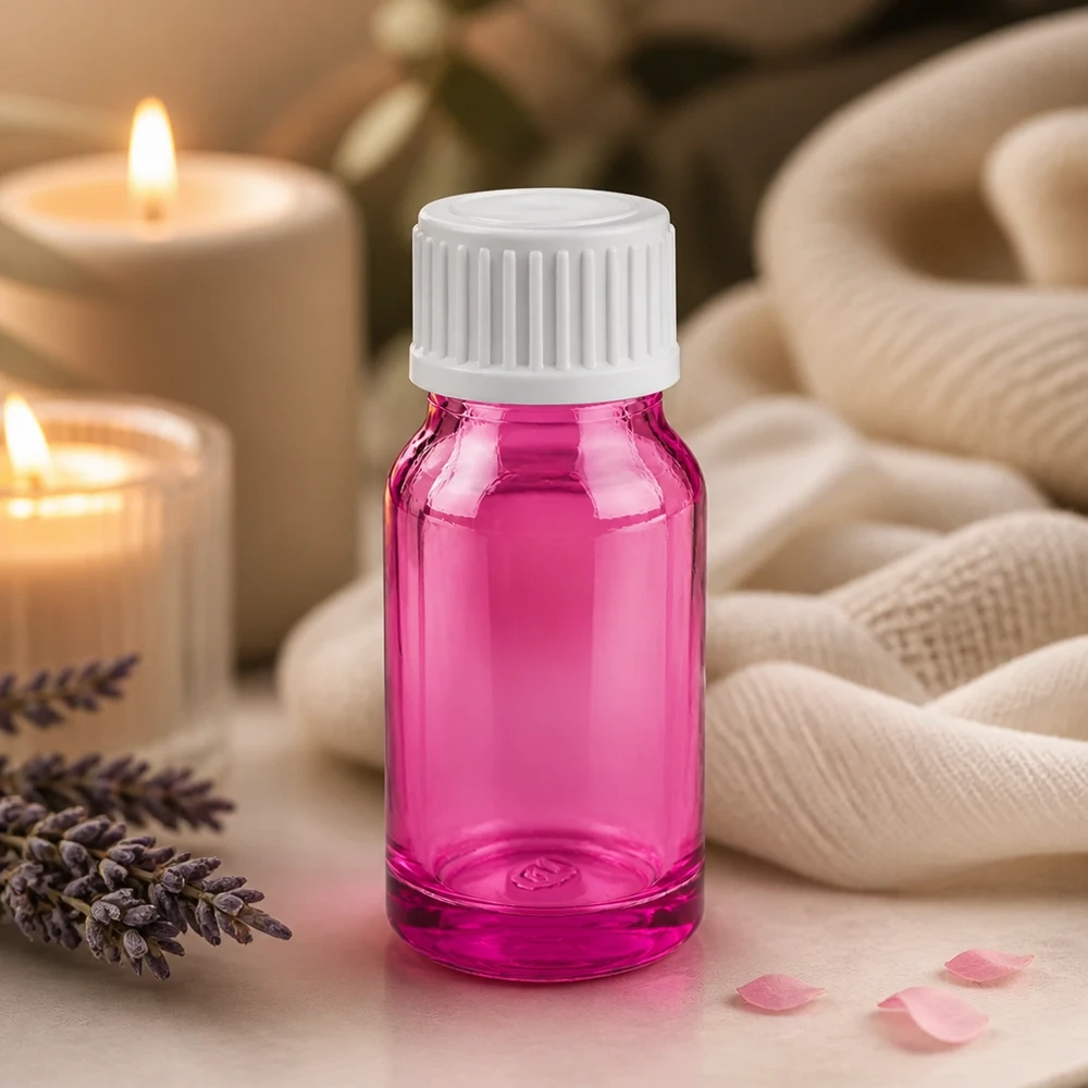 Professionelle 10ml Glasflasche purple mit hygienischem weißem Verschlusssystem