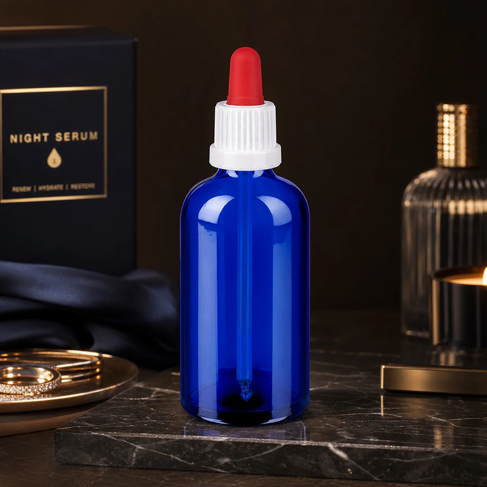 100ml Pipettenflaschwarz weiß/rot Originalitätsverschluss BlueLine UT18/100 Laborqualität Tropferflasche 100ml chemikalienresistent mit auslaufsicherem Schraubverschluss