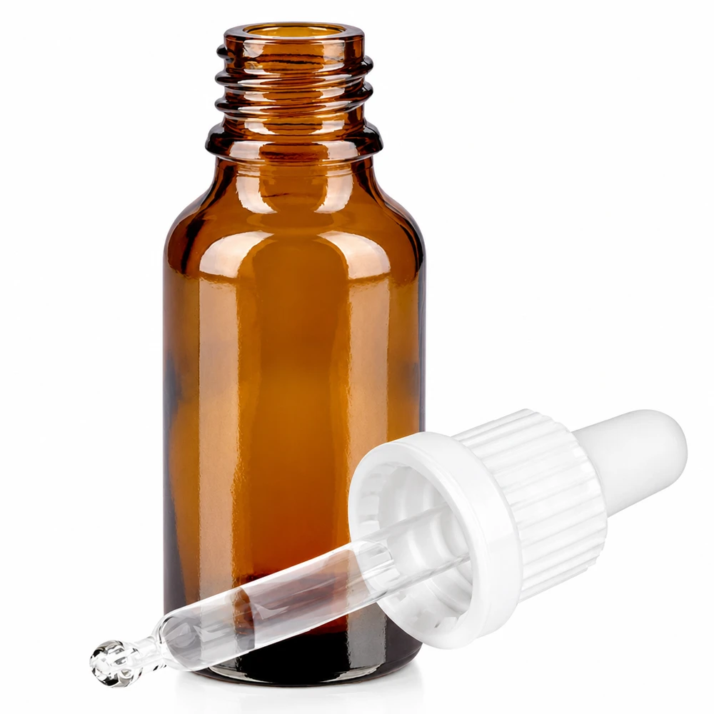 20ml Pipettenflasche weiß Originalitätsverschluss BrownLine UT18/20 Apothekerflasche 20ml braun mit Tropfpipette ideal für Tinkturen und flüssige Supplements