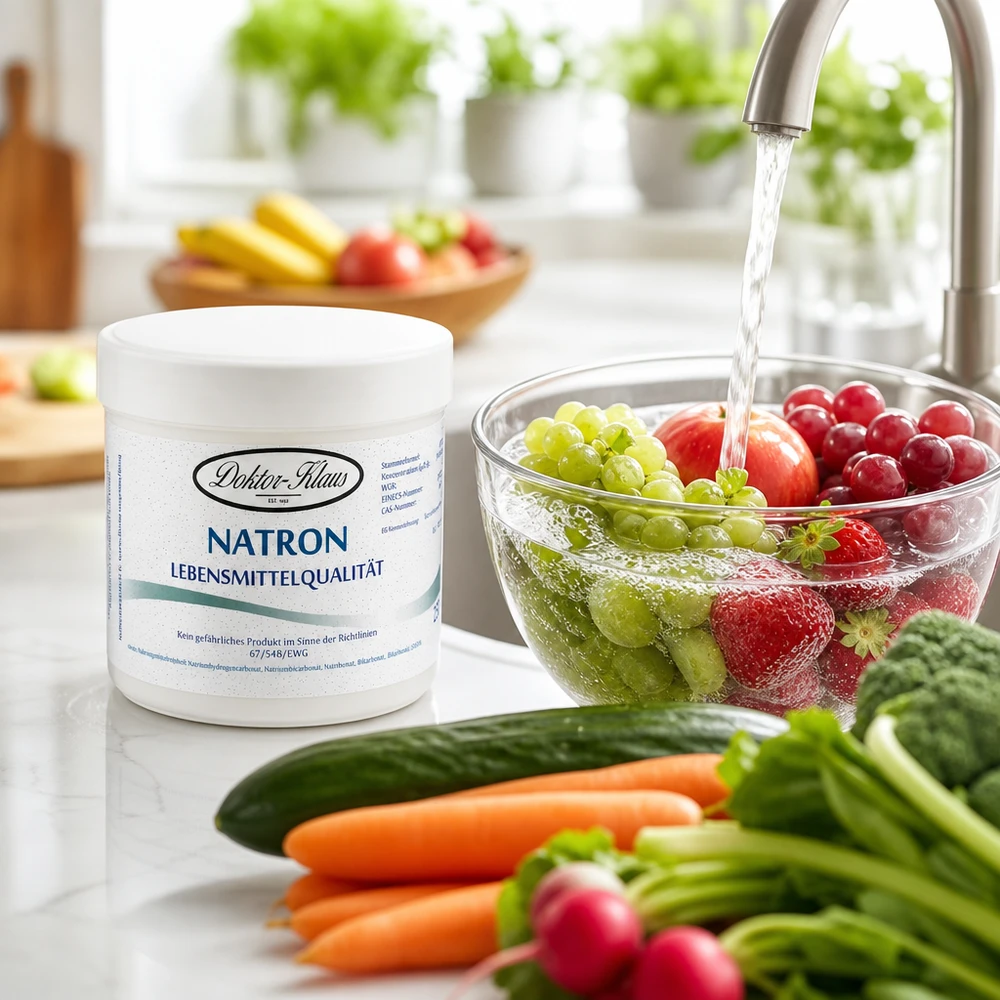 250g Natron Doktor Klaus für sichere Reinigung von Erdbeeren Trauben und Gemüse