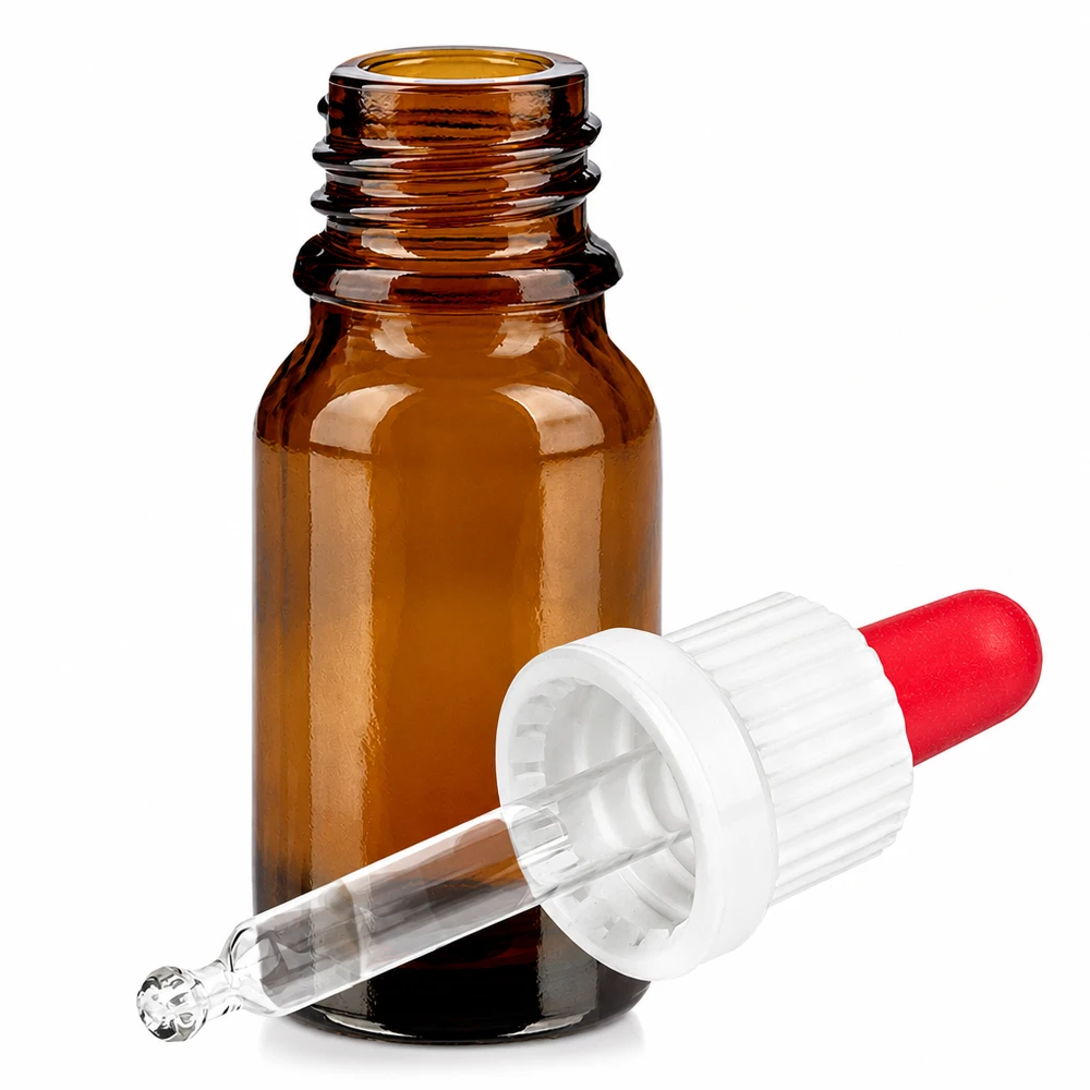 Kompakte Pipettenflasche 10ml mit lichtschützendem braunen Glas für empfindliche Substanzen