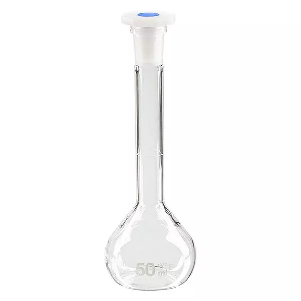 Messkolben 50ml mit Normschliff & PEHD Stopfen Messkolben 50ml mit Normschliff & PEHD Stopfen