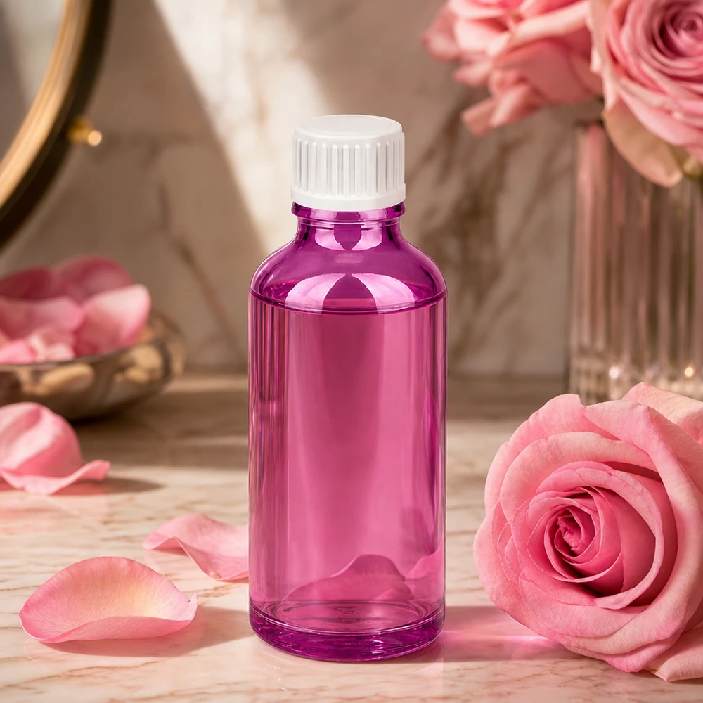 50ml Tropfflasche 0.9mm weiss Standard PurpleLine. UT18/50 Tropfenflasche 50ml lila mit Standard-Gewinde UT18 für sichere Aufbewahrung