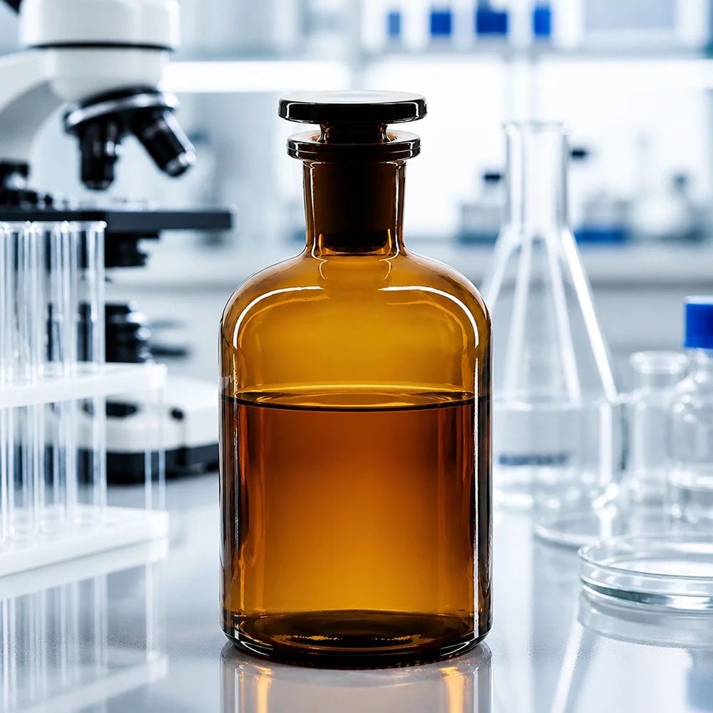 Vorratsflasche Rundschulter 250ml braun mit Enghals Glasstopfen für Laboranwendungen