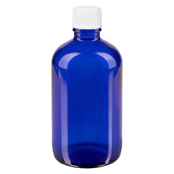 Apothekenflasche blau 100ml Schraubverschluss weiß Standard