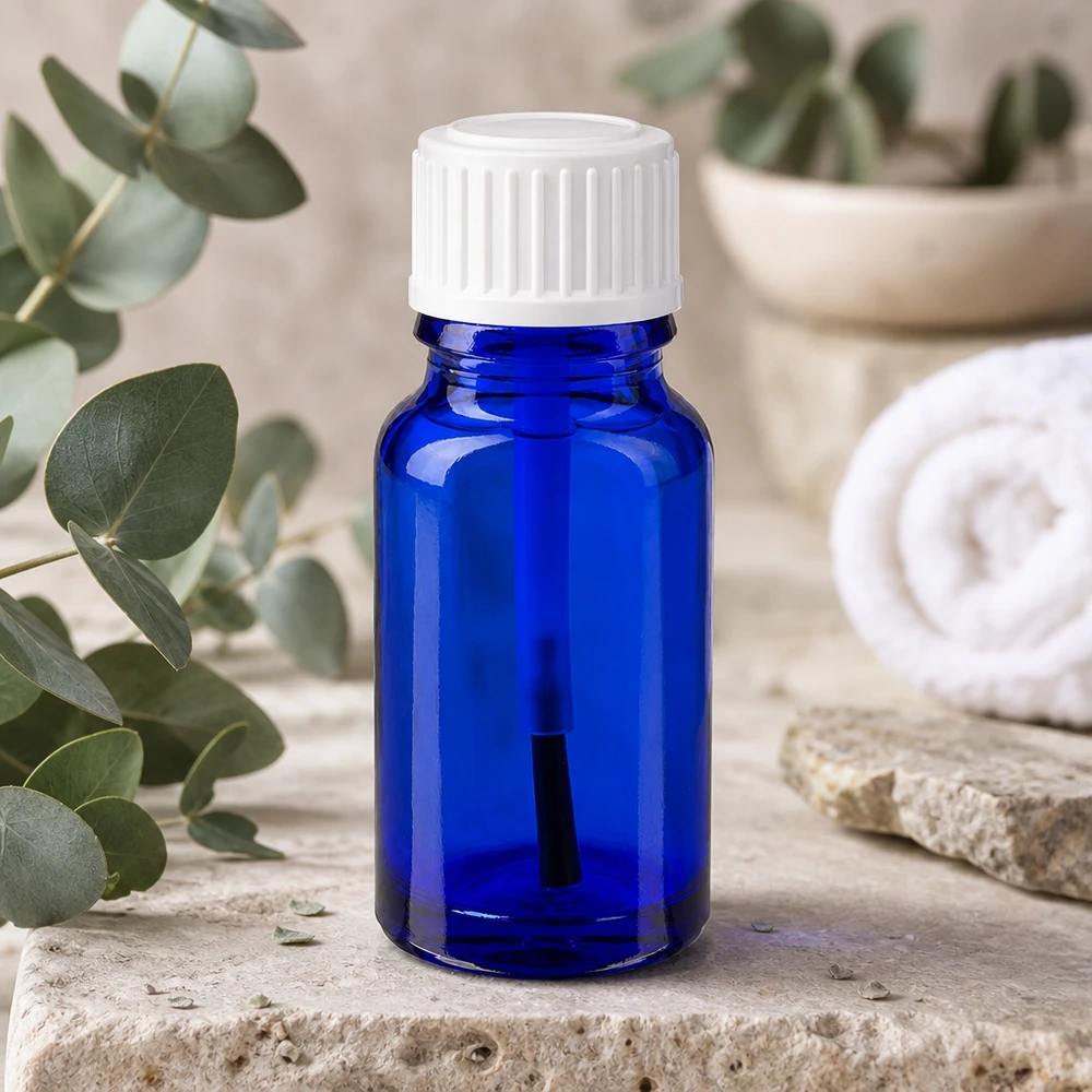 Blaue Pinselflasche 10ml ApoGlas für punktgenaue Anwendung von Nagelpflegeprodukten
