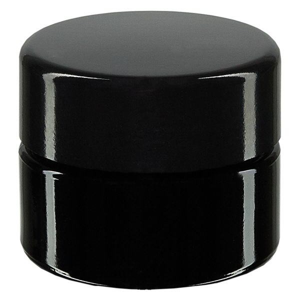 Kosmetikdose Violettglas 15ml, mit schwarz Deckel Kosmetikdose Violettglas 15ml, mit schwarz Deckel