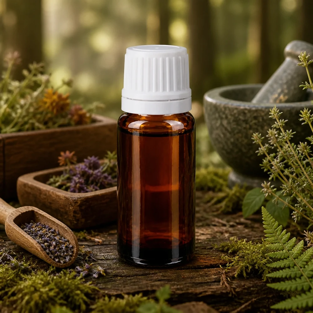 Kompakte 10ml Braunglasflasche mit weißem Tropfverschluss für Kräuterextrakte und Naturessenz