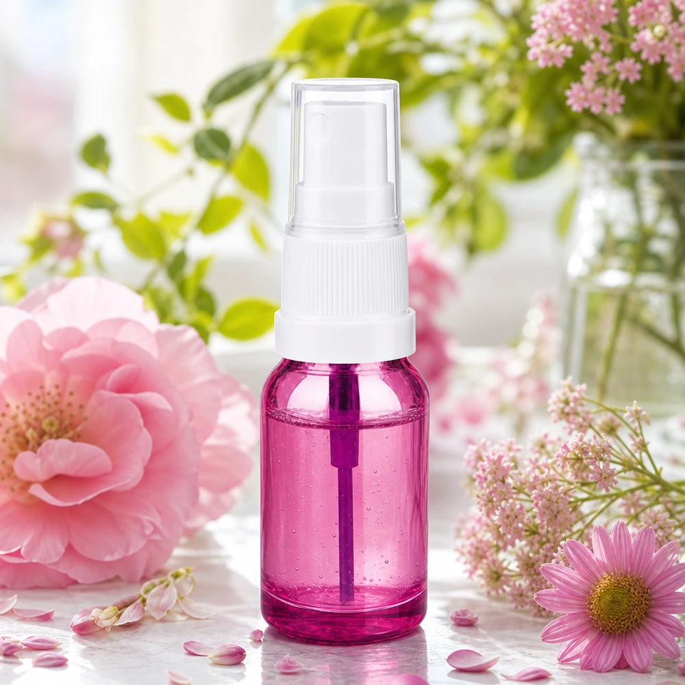 10ml Sprayflasche weiss/transparent Standard PurpleLine UT18/10 10ml Spraybehälter in durchscheinendem Violett mit auslaufsicherem Verschlusssystem