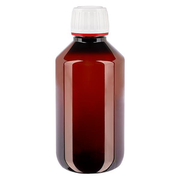 PET Flasche 200ml mit weißem Originalitätsverschluss fein geriffelt PET Flasche 200ml mit weißem Originalitätsverschluss fein geriffelt